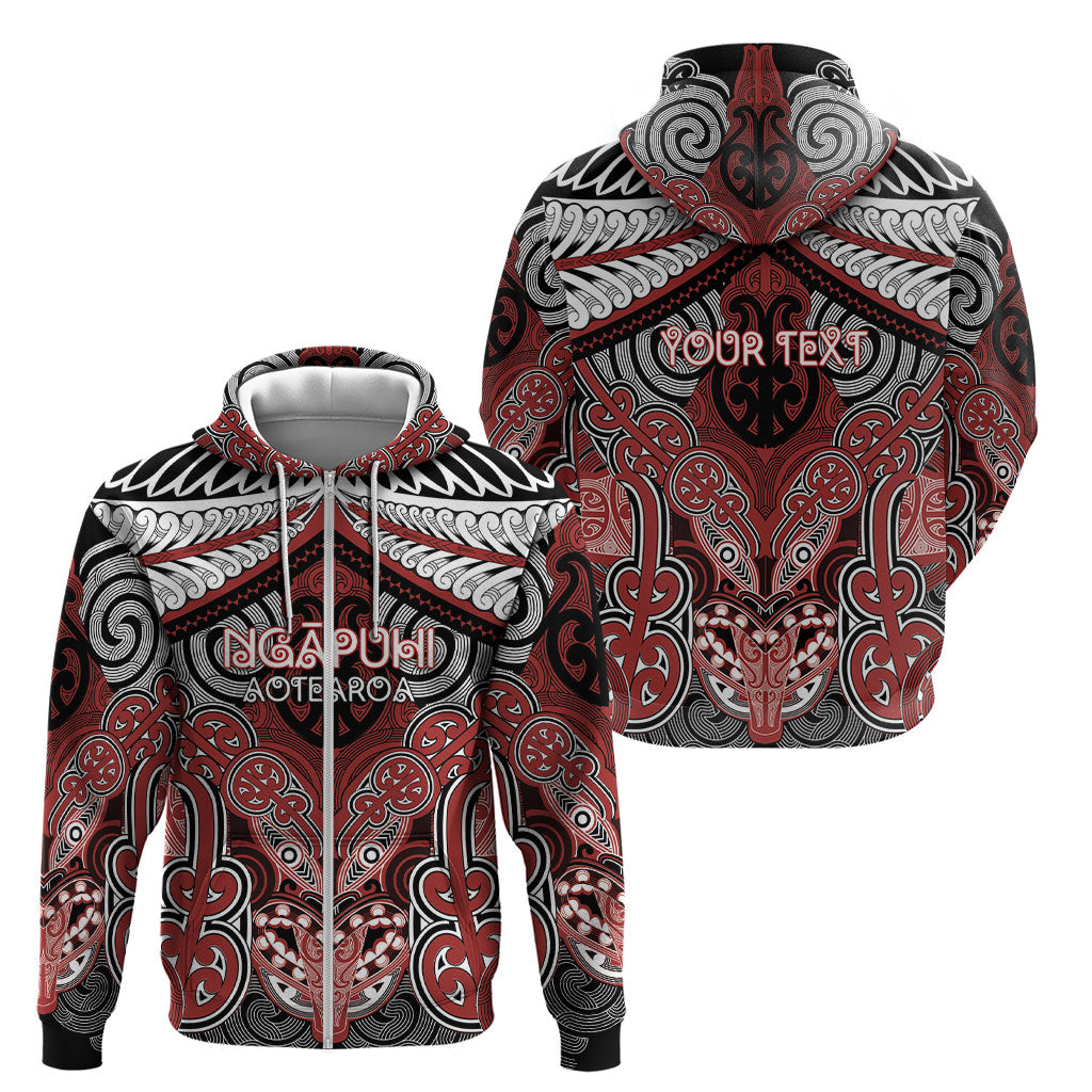 Aotearoa Iwi Ngapuhi Personalised Zip Hoodie Maori Kowhaiwhai Pattern LT19 - Polynesian Pride