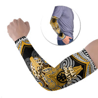 Aotearoa Iwi Ngati Whatua Personalised Arm Sleeves Maori Kowhaiwhai Pattern LT19 Set of 2 Yellow - Polynesian Pride