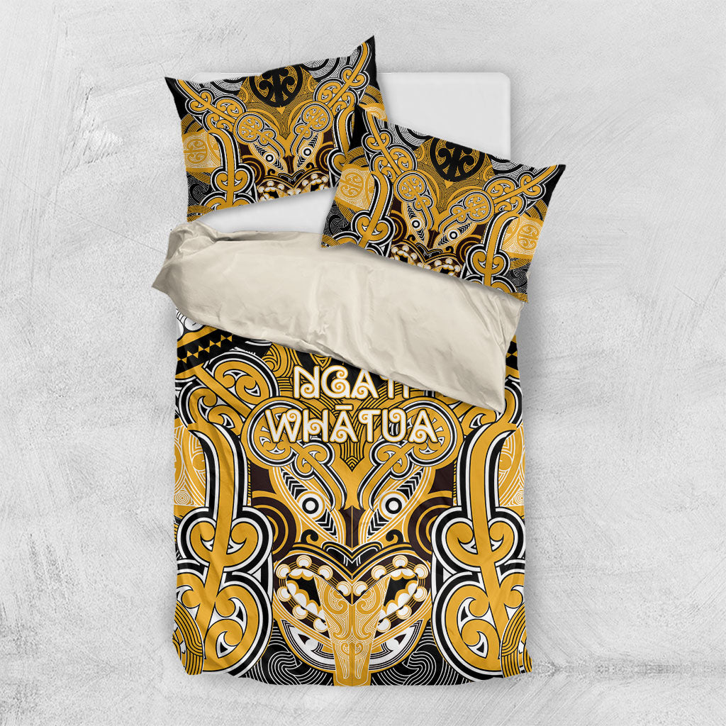 Aotearoa Iwi Ngati Whatua Bedding Set Maori Kowhaiwhai Pattern LT19 US Twin 172cm x 218cm Yellow - Polynesian Pride