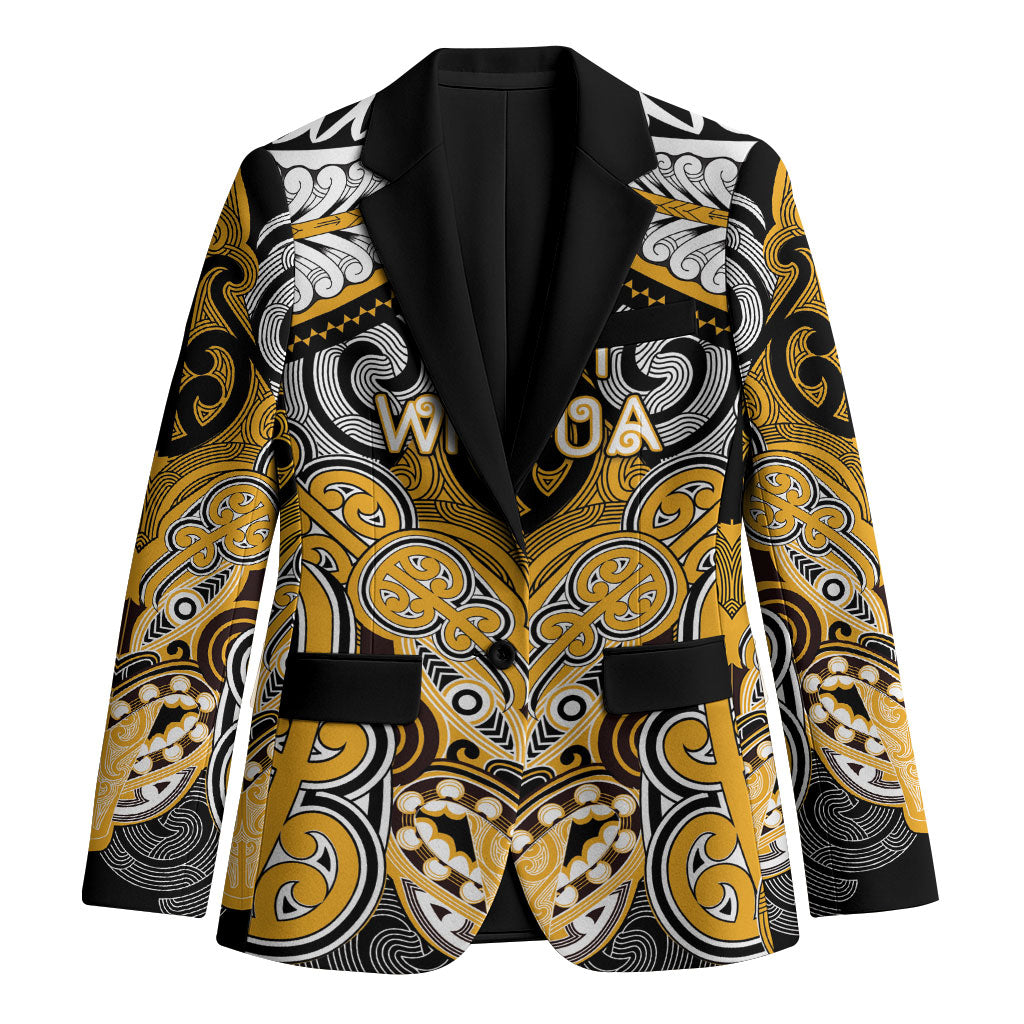 Aotearoa Iwi Ngati Whatua Personalised Blazer Maori Kowhaiwhai Pattern LT19 Unisex Yellow - Polynesian Pride