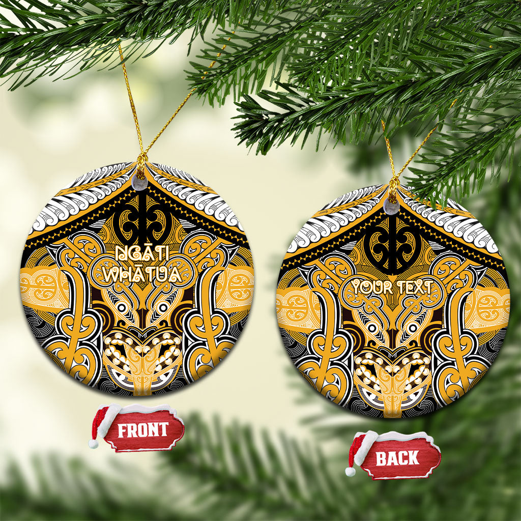 Aotearoa Iwi Ngati Whatua Personalised Ceramic Ornament Maori Kowhaiwhai Pattern LT19 Circle Yellow - Polynesian Pride