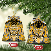 Aotearoa Iwi Ngati Whatua Personalised Ceramic Ornament Maori Kowhaiwhai Pattern LT19 Bell Flake Yellow - Polynesian Pride