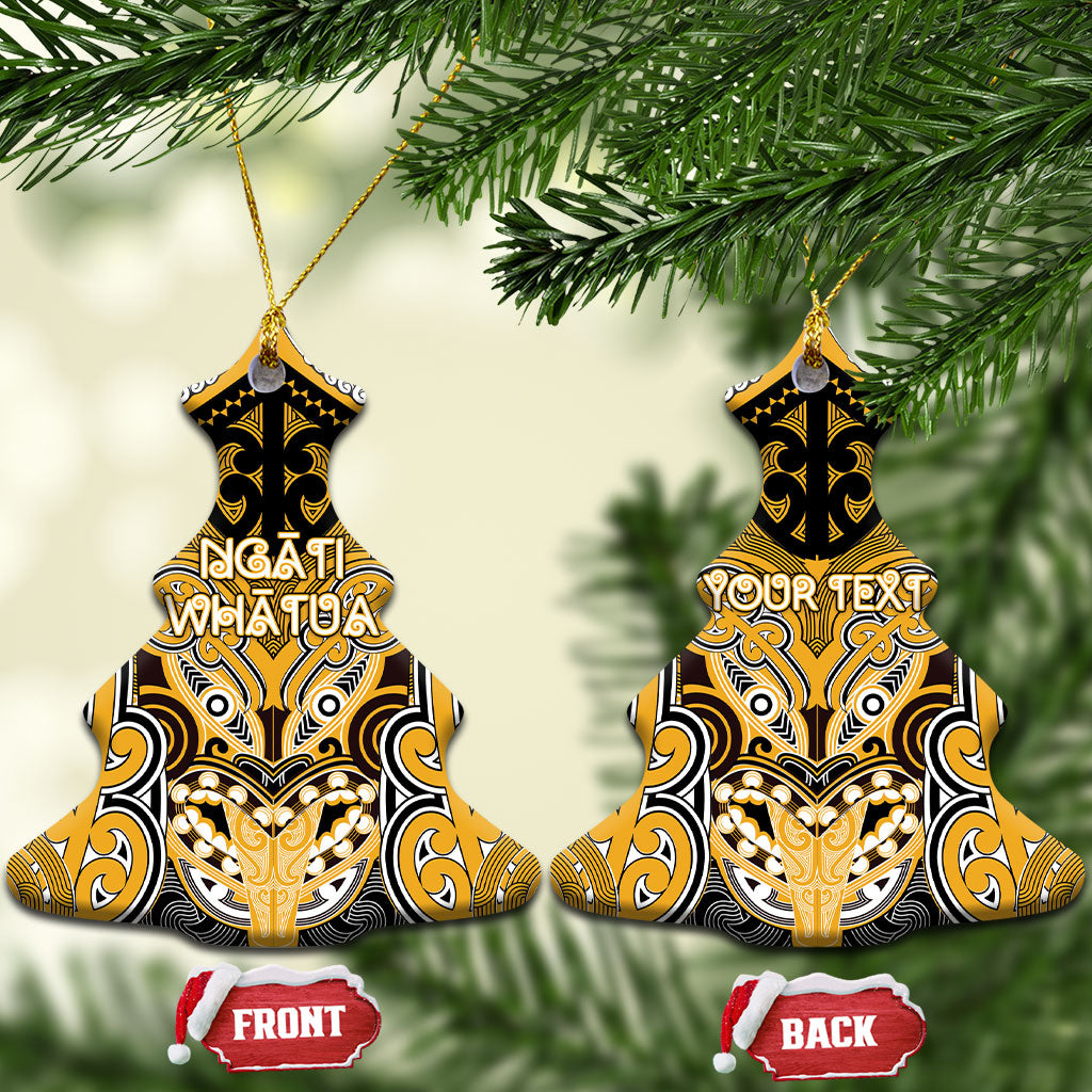 Aotearoa Iwi Ngati Whatua Personalised Ceramic Ornament Maori Kowhaiwhai Pattern LT19 Christmas Tree Yellow - Polynesian Pride