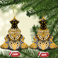 Aotearoa Iwi Ngati Whatua Personalised Ceramic Ornament Maori Kowhaiwhai Pattern LT19 Christmas Tree Yellow - Polynesian Pride
