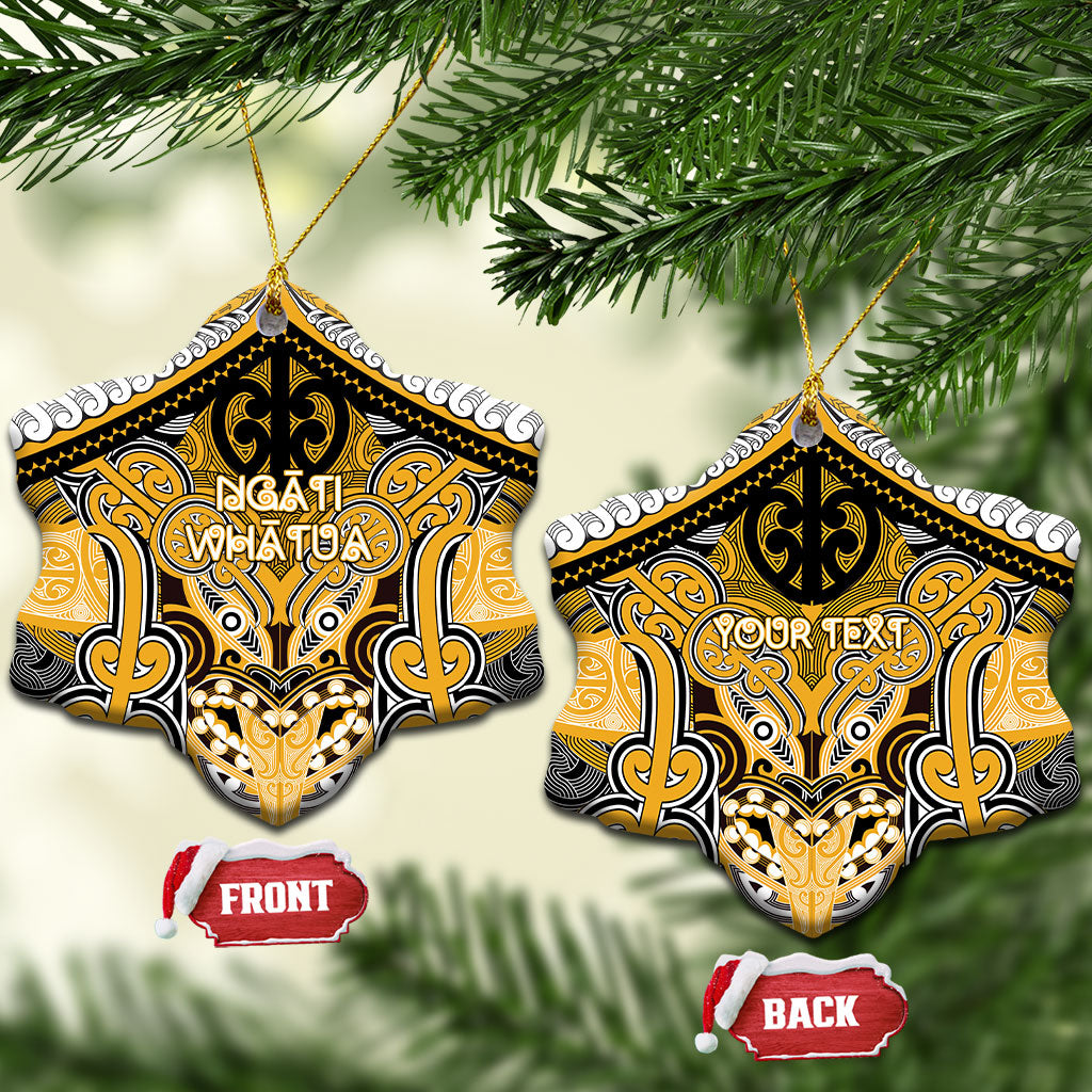 Aotearoa Iwi Ngati Whatua Personalised Ceramic Ornament Maori Kowhaiwhai Pattern LT19 Snow Flake Yellow - Polynesian Pride