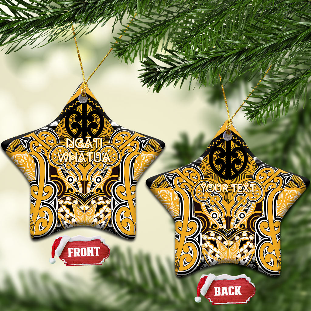 Aotearoa Iwi Ngati Whatua Personalised Ceramic Ornament Maori Kowhaiwhai Pattern LT19 Star Yellow - Polynesian Pride
