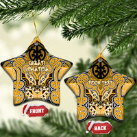 Aotearoa Iwi Ngati Whatua Personalised Ceramic Ornament Maori Kowhaiwhai Pattern LT19 Star Yellow - Polynesian Pride
