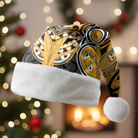 Aotearoa Iwi Ngati Whatua Personalised Christmas Santa Hat Maori Kowhaiwhai Pattern LT19 Without Fur Yellow - Polynesian Pride