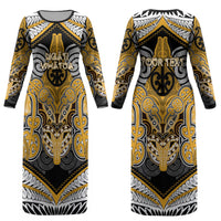 Aotearoa Iwi Ngati Whatua Personalised Couples Matching Long Sleeve Bodycon Dress and Long Sleeve Button Shirt Maori Kowhaiwhai Pattern LT19 - Polynesian Pride