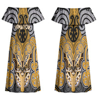 Aotearoa Iwi Ngati Whatua Personalised Couples Matching Off Shoulder Maxi Dress and Hawaiian Shirt Maori Kowhaiwhai Pattern LT19 - Polynesian Pride