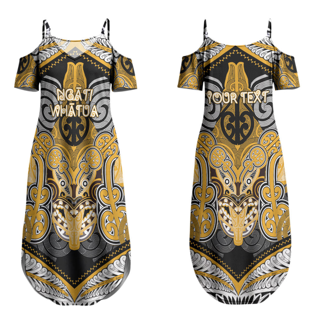 Aotearoa Iwi Ngati Whatua Personalised Couples Matching Summer Maxi Dress and Long Sleeve Button Shirt Maori Kowhaiwhai Pattern LT19 - Polynesian Pride