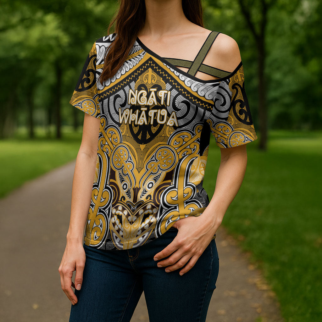 Aotearoa Iwi Ngati Whatua Personalised Cross Shoulder Shirt Maori Kowhaiwhai Pattern LT19 - Polynesian Pride