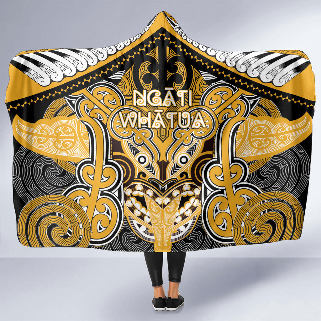 Aotearoa Iwi Ngati Whatua Hooded Blanket Maori Kowhaiwhai Pattern LT19 One Size Yellow - Polynesian Pride