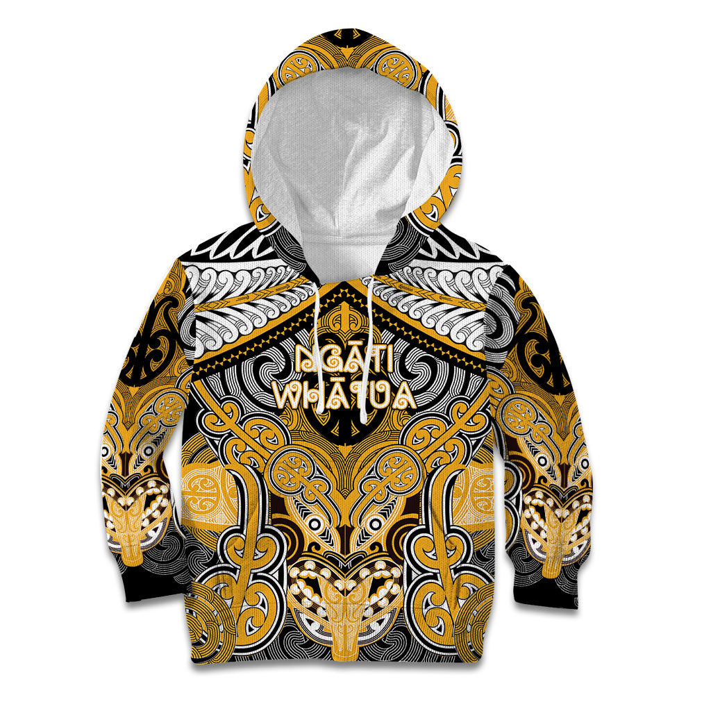 Aotearoa Iwi Ngati Whatua Personalised Kid Hoodie Maori Kowhaiwhai Pattern LT19 Hoodie Yellow - Polynesian Pride