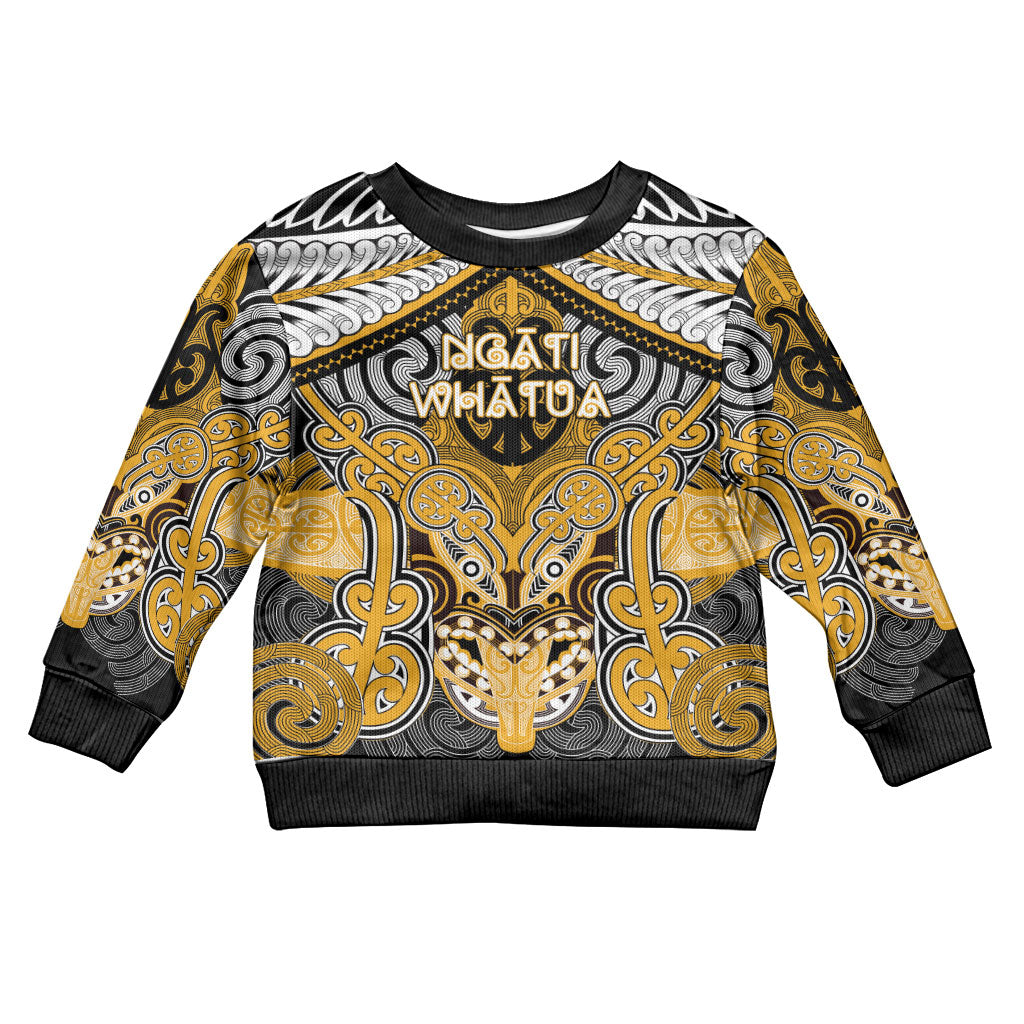 Aotearoa Iwi Ngati Whatua Personalised Kid Ugly Christmas Sweater Maori Kowhaiwhai Pattern LT19 Kid Yellow - Polynesian Pride