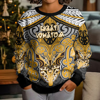 Aotearoa Iwi Ngati Whatua Personalised Kid Ugly Christmas Sweater Maori Kowhaiwhai Pattern LT19 - Polynesian Pride