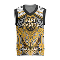 Aotearoa Iwi Ngati Whatua Personalised Christmas Knitted V-Neck Vest Maori Kowhaiwhai Pattern LT19 Yellow - Polynesian Pride