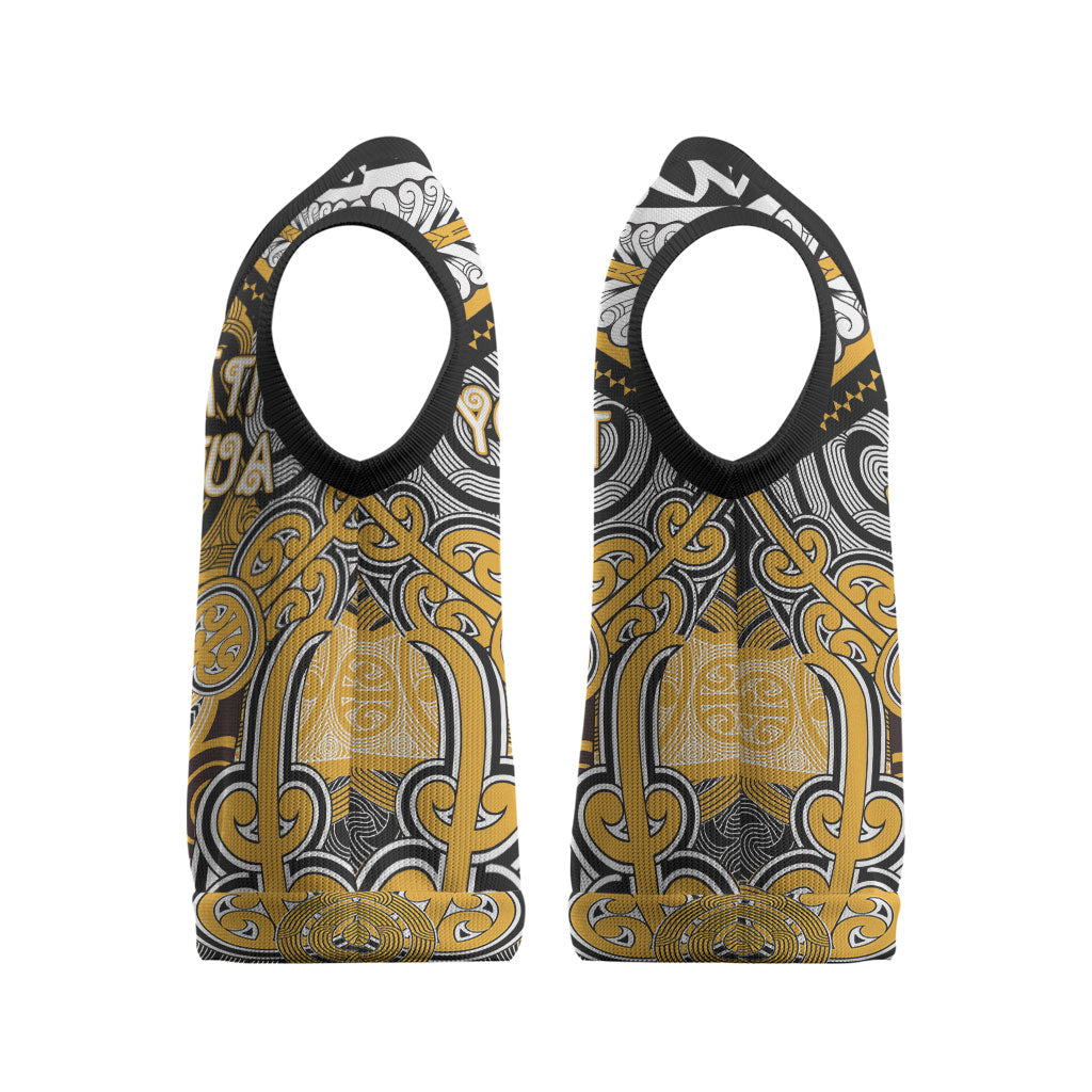 Aotearoa Iwi Ngati Whatua Personalised Christmas Knitted V-Neck Vest Maori Kowhaiwhai Pattern LT19 - Polynesian Pride