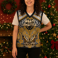 Aotearoa Iwi Ngati Whatua Personalised Christmas Knitted V-Neck Vest Maori Kowhaiwhai Pattern LT19 - Polynesian Pride