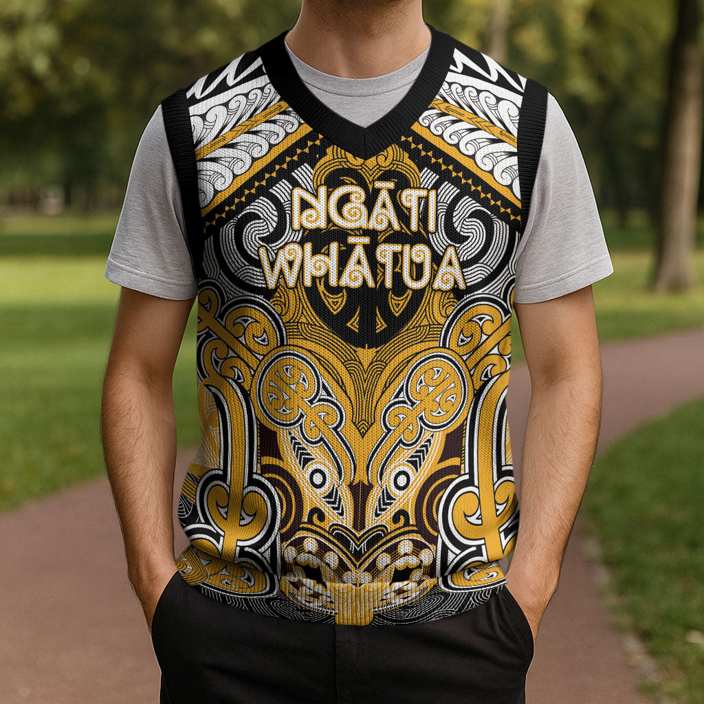 Aotearoa Iwi Ngati Whatua Personalised Christmas Knitted V-Neck Vest Maori Kowhaiwhai Pattern LT19 - Polynesian Pride