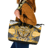 Aotearoa Iwi Ngati Whatua Leather Tote Bag Maori Kowhaiwhai Pattern LT19 Yellow - Polynesian Pride