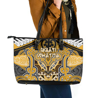 Aotearoa Iwi Ngati Whatua Leather Tote Bag Maori Kowhaiwhai Pattern LT19 - Polynesian Pride