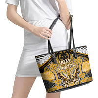 Aotearoa Iwi Ngati Whatua Leather Tote Bag Maori Kowhaiwhai Pattern LT19 - Polynesian Pride