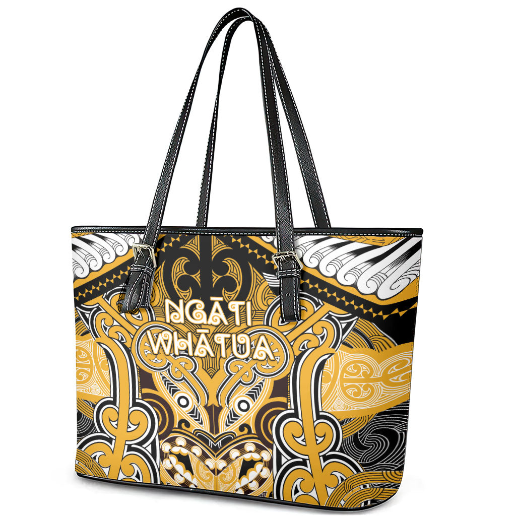 Aotearoa Iwi Ngati Whatua Leather Tote Bag Maori Kowhaiwhai Pattern LT19 - Polynesian Pride