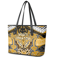 Aotearoa Iwi Ngati Whatua Leather Tote Bag Maori Kowhaiwhai Pattern LT19 - Polynesian Pride
