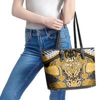 Aotearoa Iwi Ngati Whatua Leather Tote Bag Maori Kowhaiwhai Pattern LT19 - Polynesian Pride