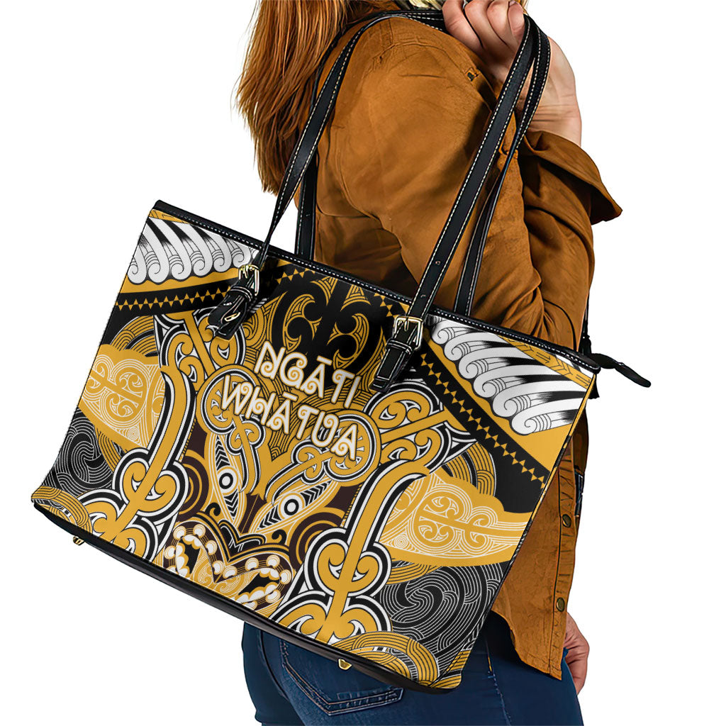 Aotearoa Iwi Ngati Whatua Leather Tote Bag Maori Kowhaiwhai Pattern LT19 - Polynesian Pride