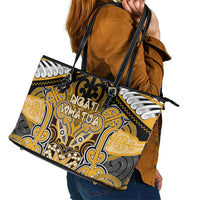 Aotearoa Iwi Ngati Whatua Leather Tote Bag Maori Kowhaiwhai Pattern LT19 - Polynesian Pride