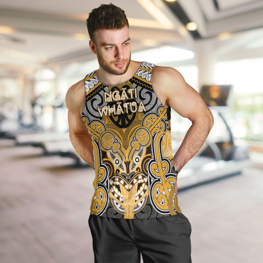 Aotearoa Iwi Ngati Whatua Personalised Men Tank Top Maori Kowhaiwhai Pattern LT19 Yellow - Polynesian Pride