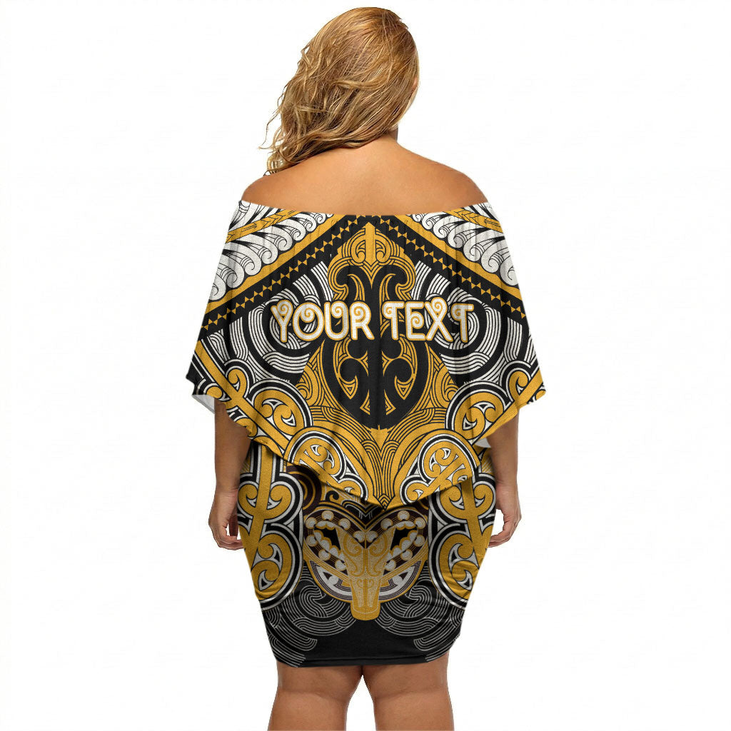 Aotearoa Iwi Ngati Whatua Personalised Off Shoulder Short Dress Maori Kowhaiwhai Pattern LT19 - Polynesian Pride