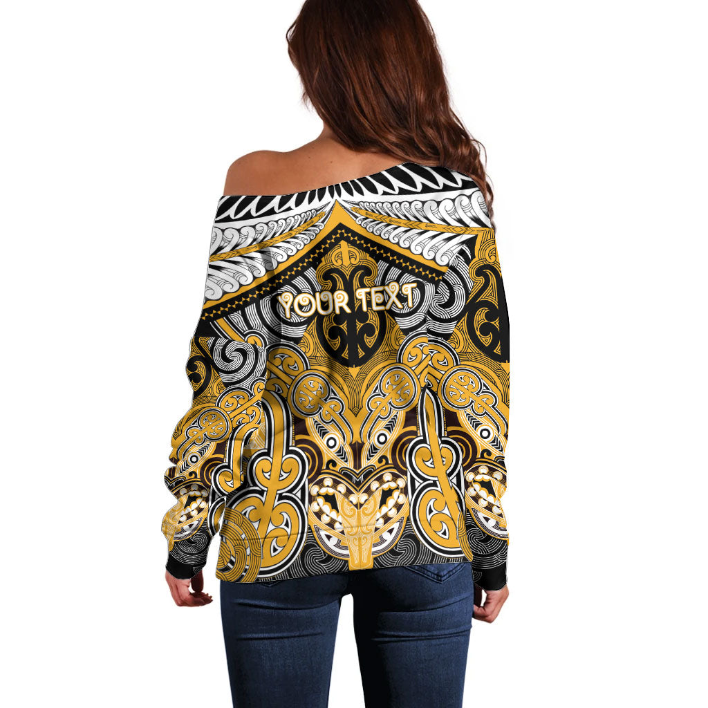 Aotearoa Iwi Ngati Whatua Personalised Off Shoulder Sweater Maori Kowhaiwhai Pattern LT19 - Polynesian Pride