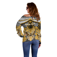 Aotearoa Iwi Ngati Whatua Personalised Off Shoulder Sweater Maori Kowhaiwhai Pattern LT19 - Polynesian Pride