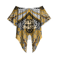 Aotearoa Iwi Ngati Whatua Personalised Off Shoulder Wrap Waist Top Maori Kowhaiwhai Pattern LT19 - Polynesian Pride