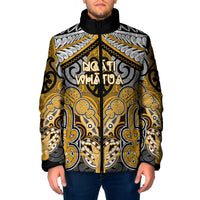 Aotearoa Iwi Ngati Whatua Personalised Padded Jacket Maori Kowhaiwhai Pattern LT19 Men Yellow - Polynesian Pride