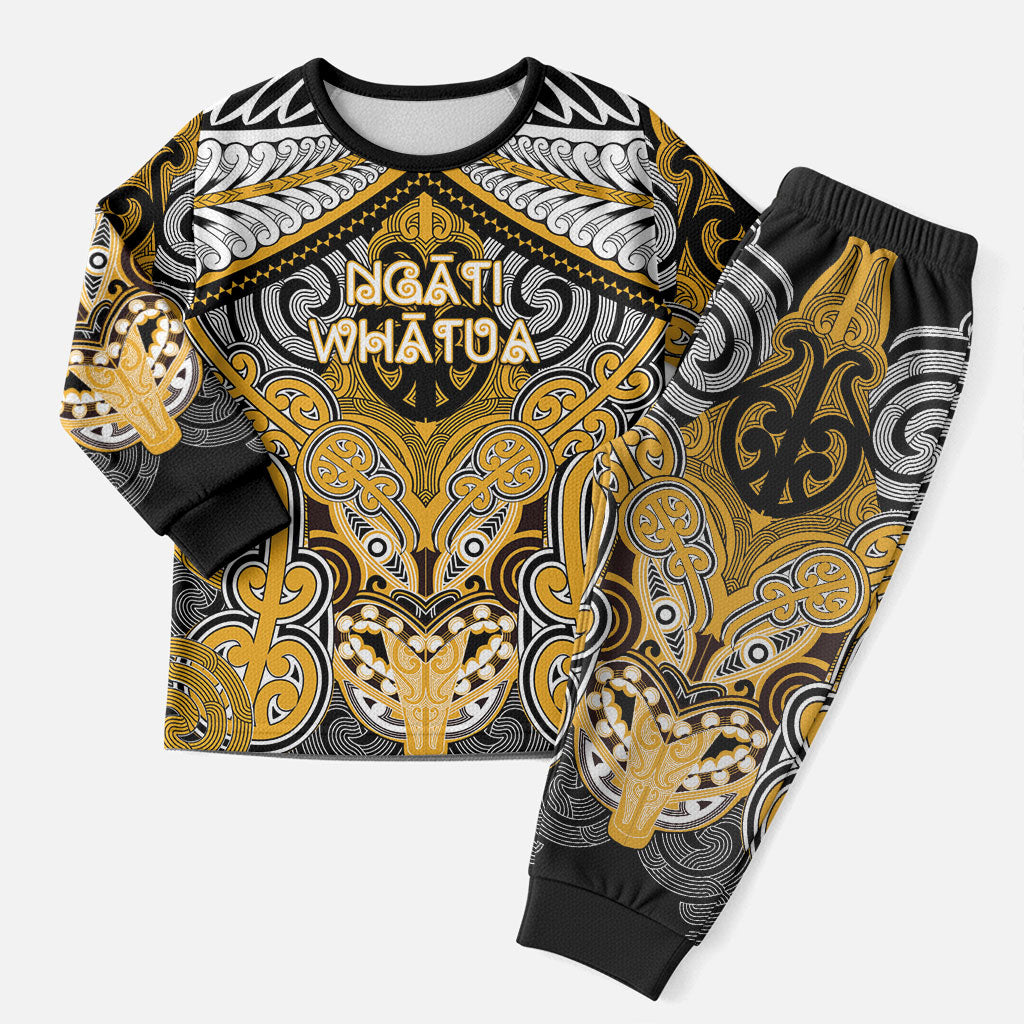 Aotearoa Iwi Ngati Whatua Personalised Christmas Pajama Set Maori Kowhaiwhai Pattern LT19 Men Yellow - Polynesian Pride