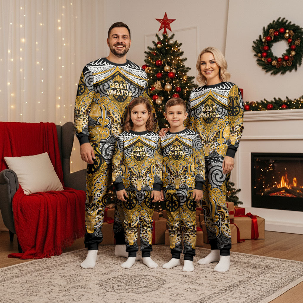 Aotearoa Iwi Ngati Whatua Personalised Christmas Pajama Set Maori Kowhaiwhai Pattern LT19 - Polynesian Pride