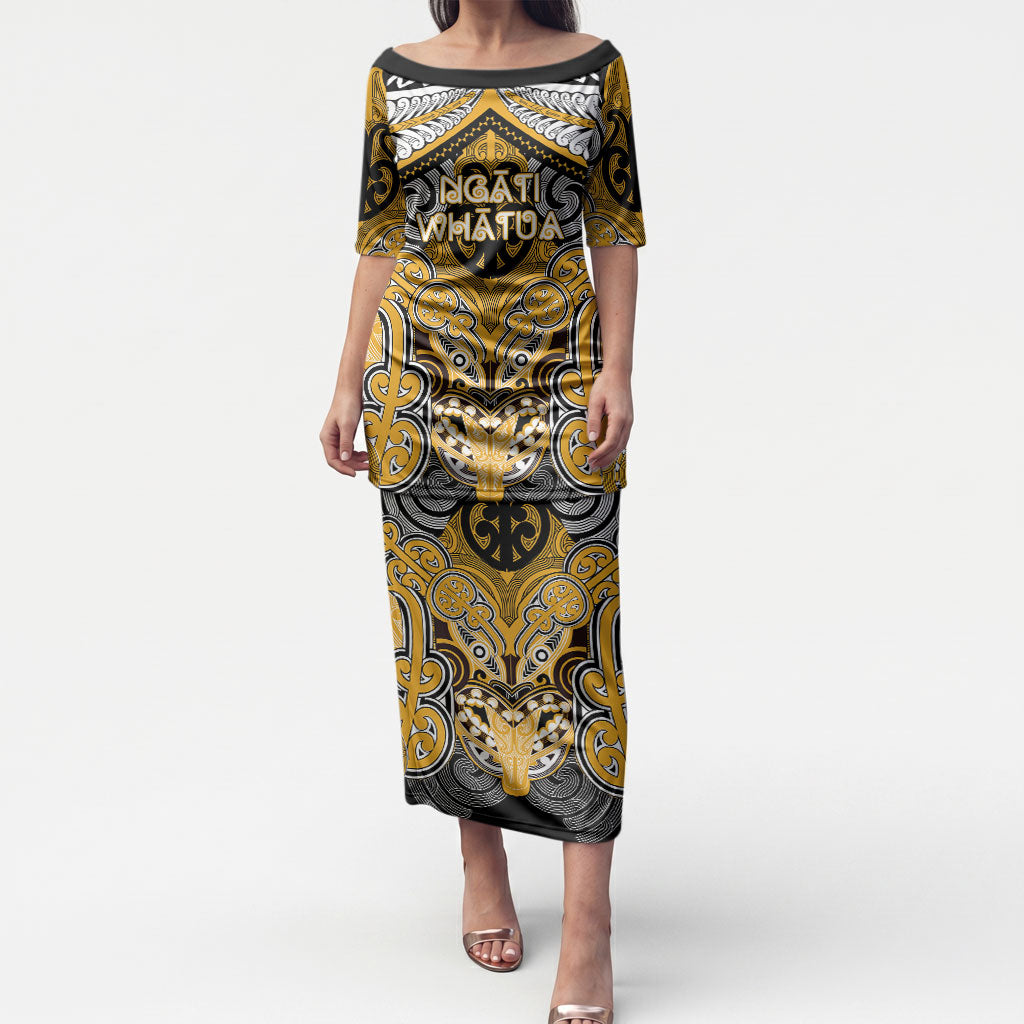 Aotearoa Iwi Ngati Whatua Personalised Puletasi Maori Kowhaiwhai Pattern LT19 Long Dress Yellow - Polynesian Pride