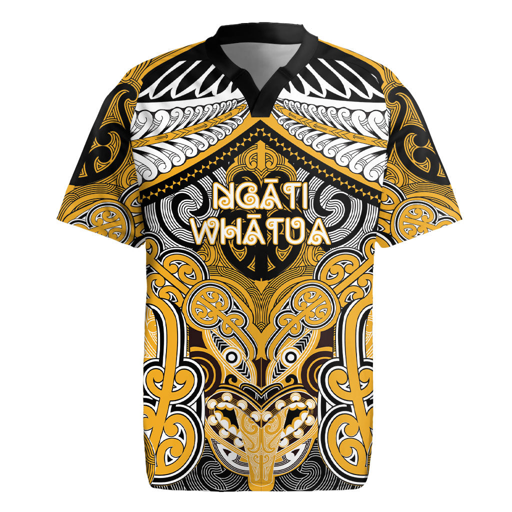 Aotearoa Iwi Ngati Whatua Personalised Rugby Jersey Maori Kowhaiwhai Pattern LT19 Yellow - Polynesian Pride