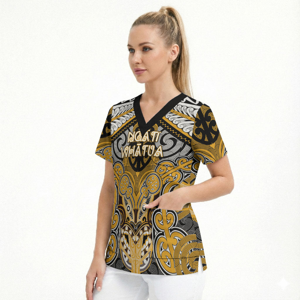 Aotearoa Iwi Ngati Whatua Personalised Scrub Top Maori Kowhaiwhai Pattern LT19 - Polynesian Pride