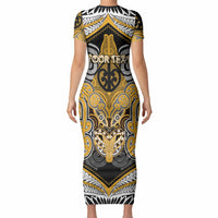 Aotearoa Iwi Ngati Whatua Personalised Short Sleeve Bodycon Dress Maori Kowhaiwhai Pattern LT19 - Polynesian Pride