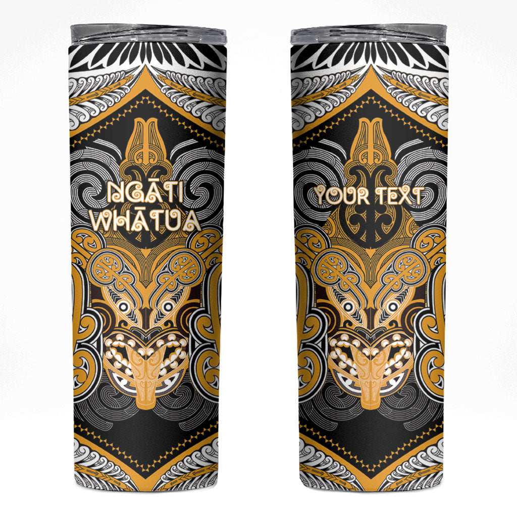 Aotearoa Iwi Ngati Whatua Personalised Skinny Tumbler Maori Kowhaiwhai Pattern LT19 Yellow - Polynesian Pride