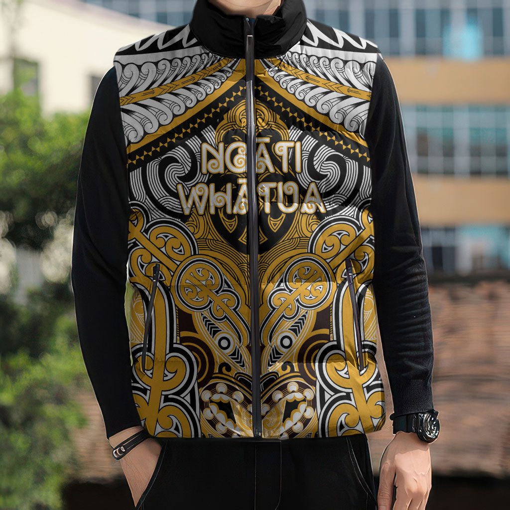 Aotearoa Iwi Ngati Whatua Personalised Sleeveless Puffer Jacket Maori Kowhaiwhai Pattern LT19 - Polynesian Pride