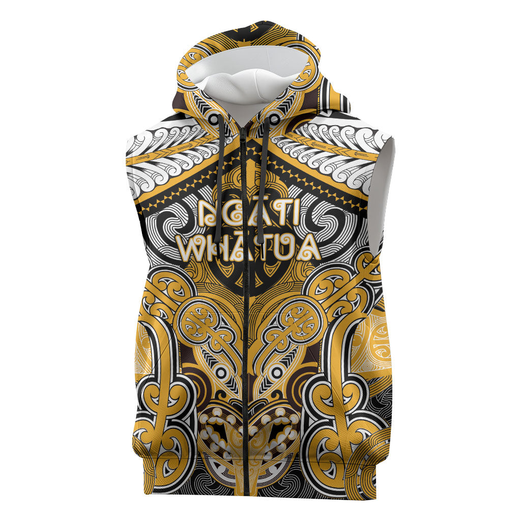 Aotearoa Iwi Ngati Whatua Personalised Sleeveless Zip Hoodie Maori Kowhaiwhai Pattern LT19 Yellow - Polynesian Pride