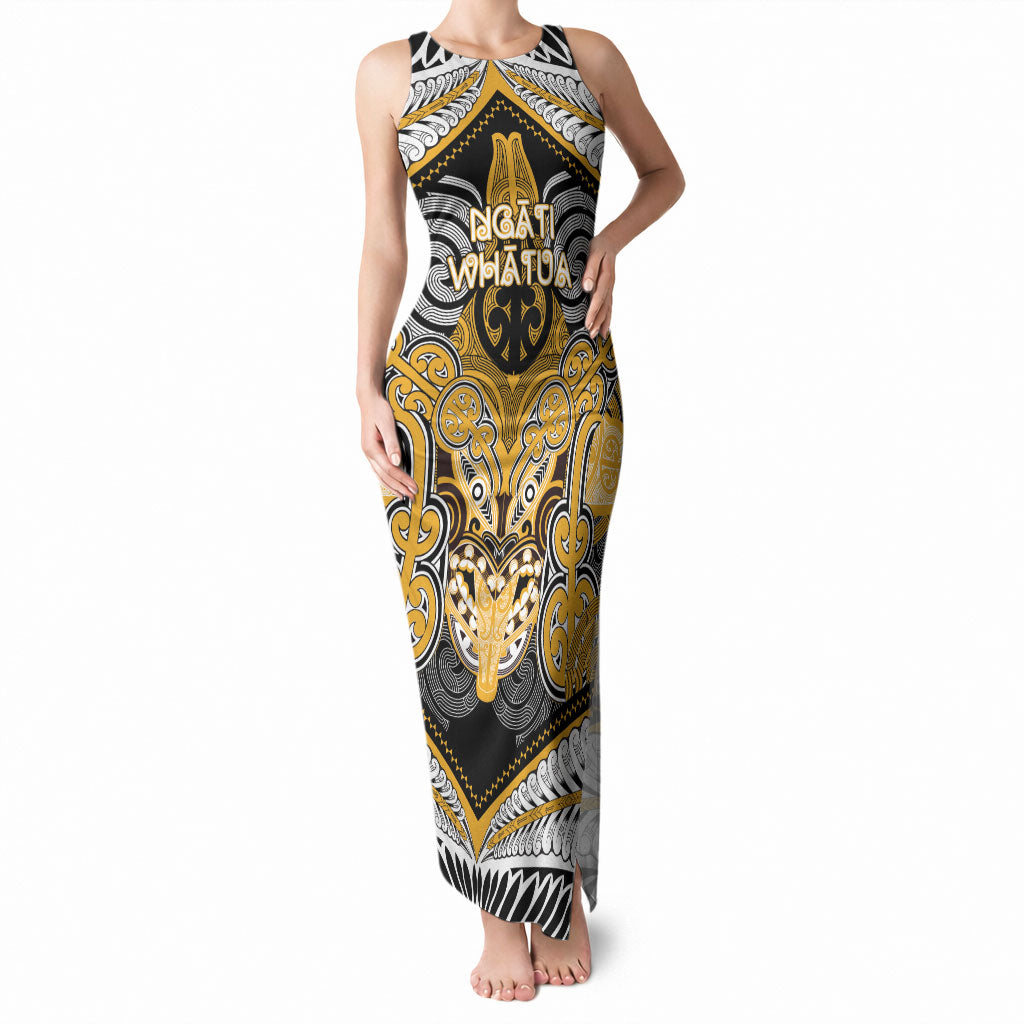 Aotearoa Iwi Ngati Whatua Personalised Tank Maxi Dress Maori Kowhaiwhai Pattern LT19 Women Yellow - Polynesian Pride