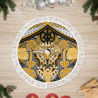 Aotearoa Iwi Ngati Whatua Tree Skirt Maori Kowhaiwhai Pattern LT19 Fringed Yellow - Polynesian Pride