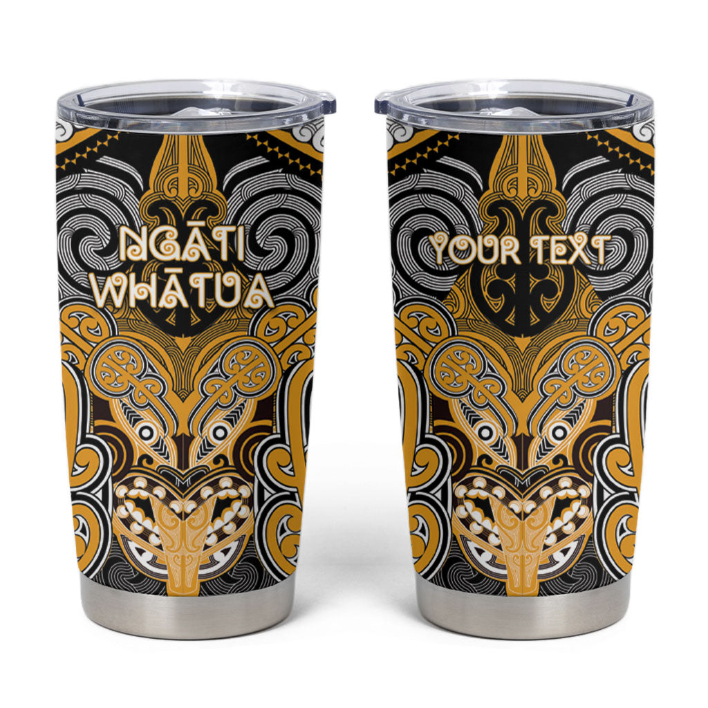 Aotearoa Iwi Ngati Whatua Personalised Tumbler Cup Maori Kowhaiwhai Pattern LT19 Yellow - Polynesian Pride